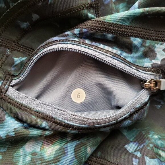 Lululemon Run Top Speed Crop Leggings Full On Luxtreme Green Floral Womens 6 - Picture 10 of 12